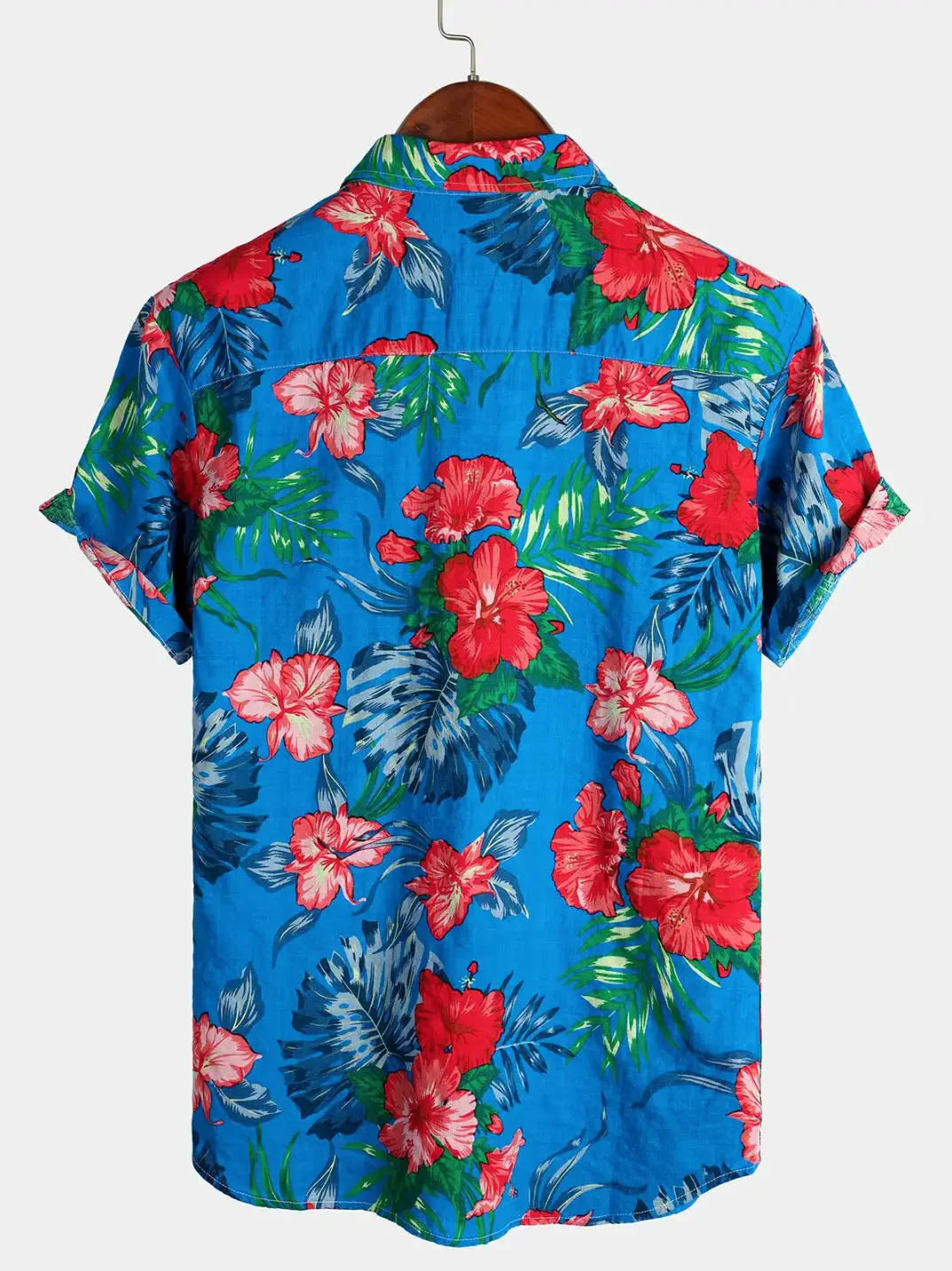 Cotton Tropical Hawaiian Blue Shirt - Image 2
