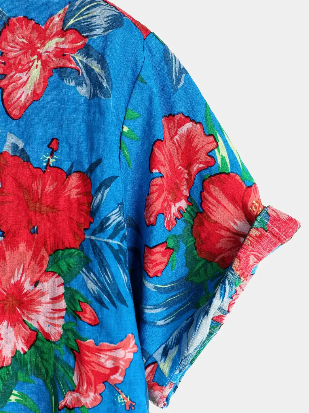 Cotton Tropical Hawaiian Blue Shirt - Image 3