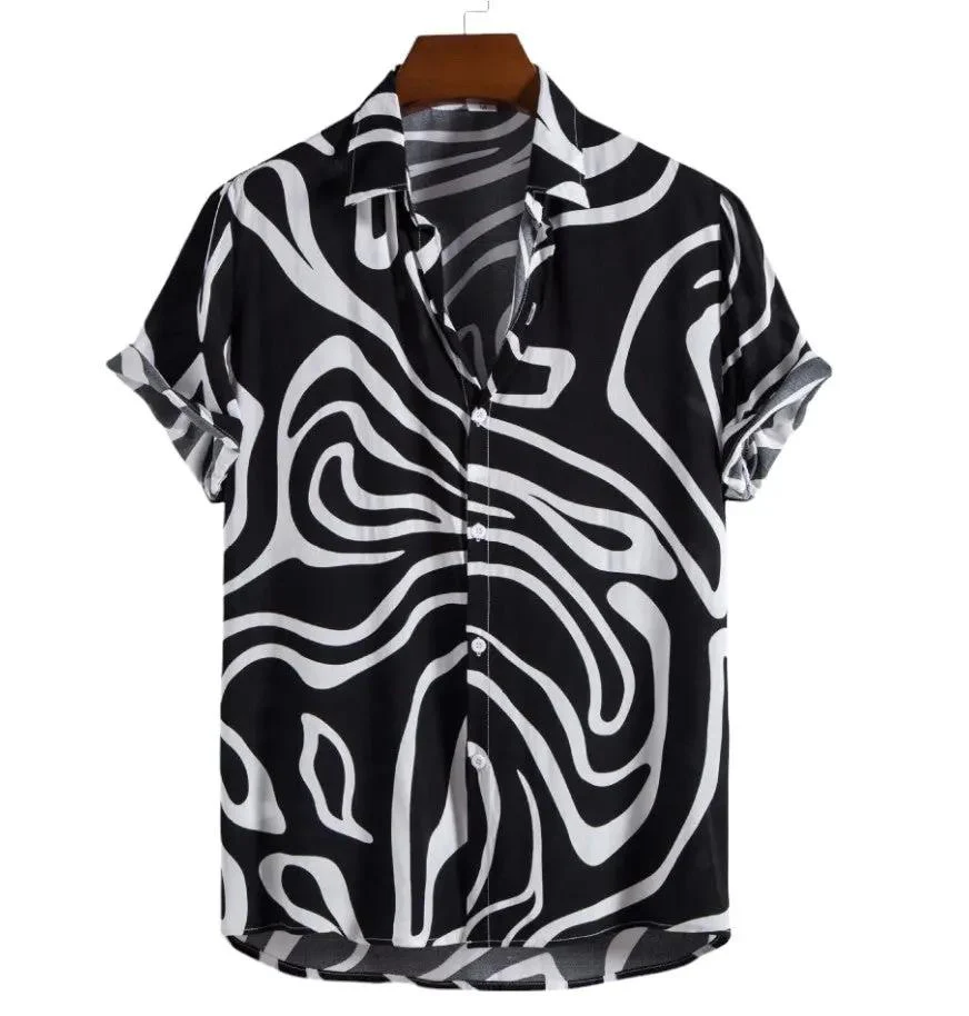 Pattern Button up Shirts - Wavy Pattern - Hawaiian shirts - Image 16
