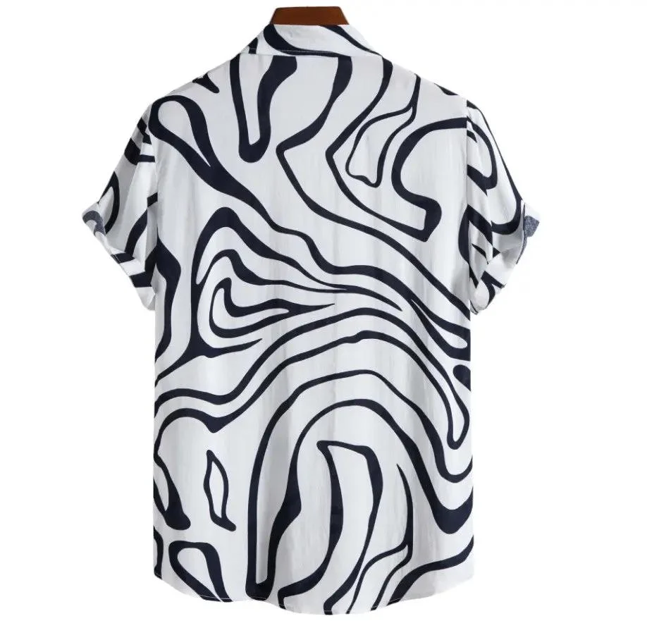 Pattern Button up Shirts - Wavy Pattern - Hawaiian shirts - Image 7