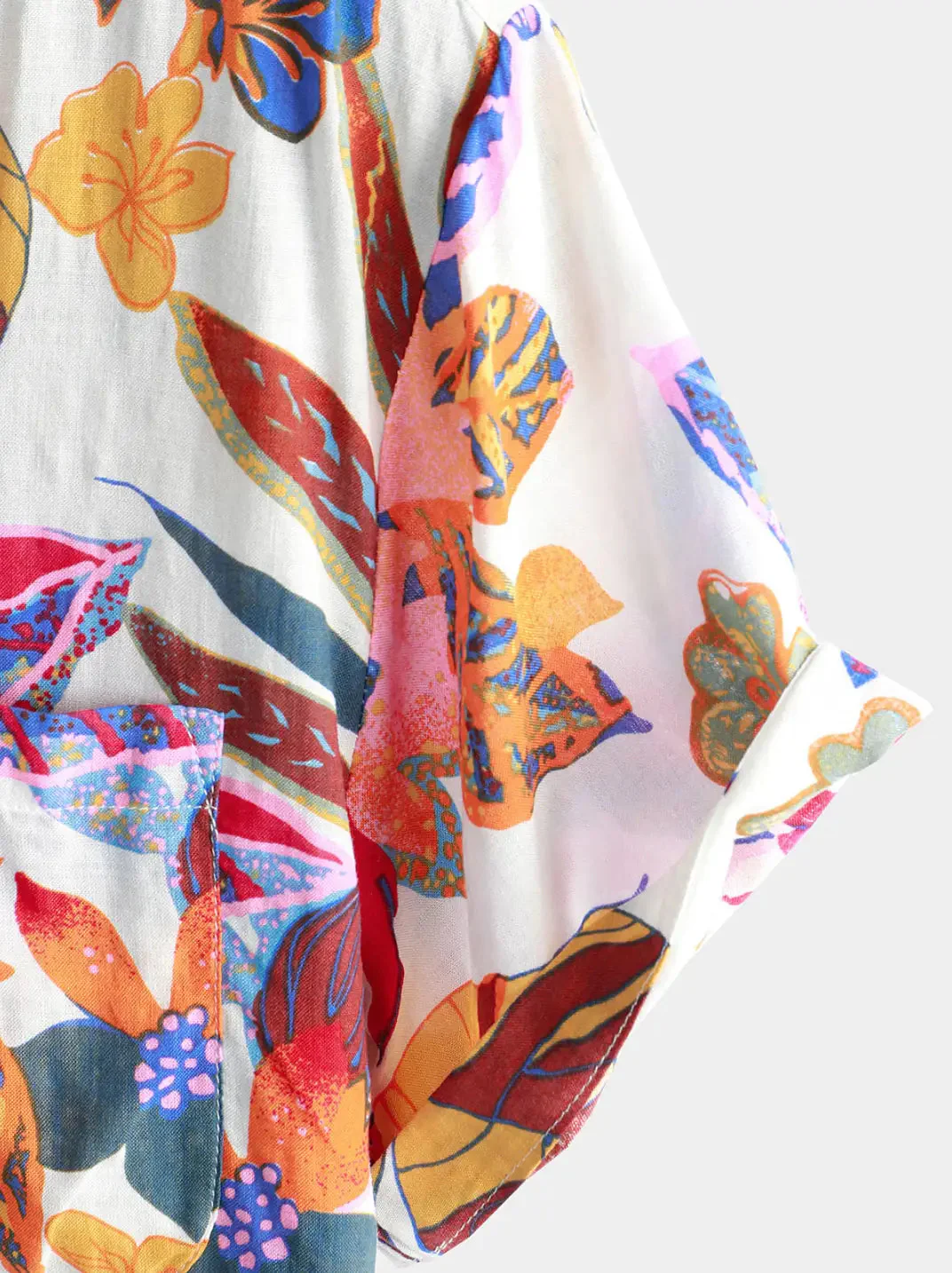 Summer Colorful Floral Casual Vacation Flower Button Short Sleeve Summer Shirt - Image 3